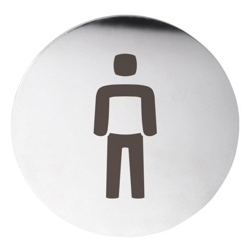 WC męski tabliczka średnica 75mm, stal nierdzewna mat
