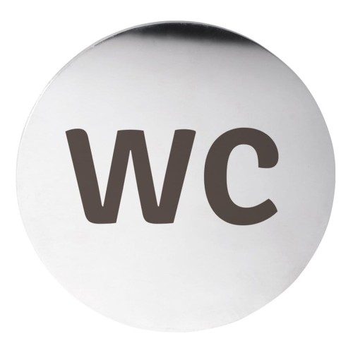 WC tabliczka, średnica 75mm, stal nierdzewna mat