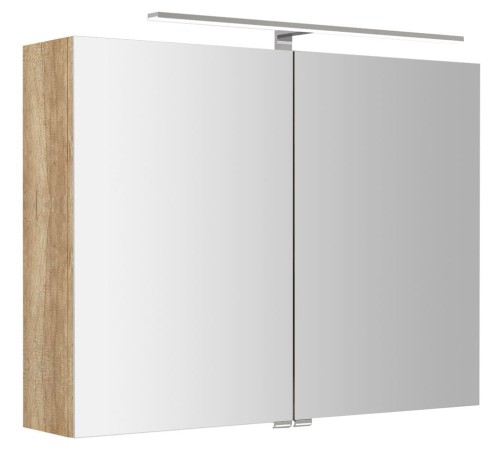 RIWA szafka z LED lustrem, 81x70x17cm, dąb alabama