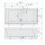 Rysunek techniczny - MARLENE CURVE L MONOLITH wanna wolnostojąca przyścienna 185x85x63cm, biały/czarny