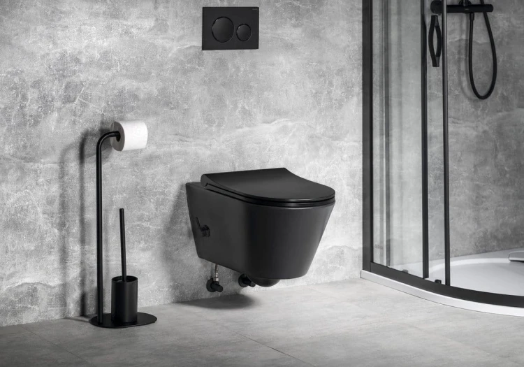AVVA CLEANWASH WC wiszące, ze zintegrowana baterią i prysznicem bidetowym, Rimless, 35,5x53cm, czarny mat #3