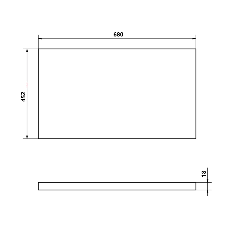 Rysunek techniczny - ALTAIR blat 68x45,2 cm, dąb emporio
