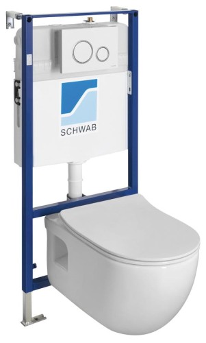 BRILLA WC wiszące Rimless, ze stelażem podtynkowym i przyciskiem Schwab, biały #2