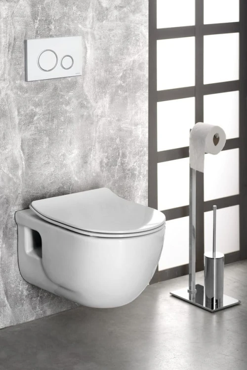 BRILLA WC wiszące Rimless, ze stelażem podtynkowym i przyciskiem Schwab, biały #3