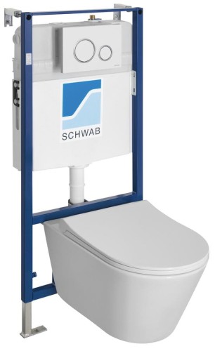 AVVA WC wiszące Rimless ze stelażem podtynkowym i przyciskiem Schwab, biały #2