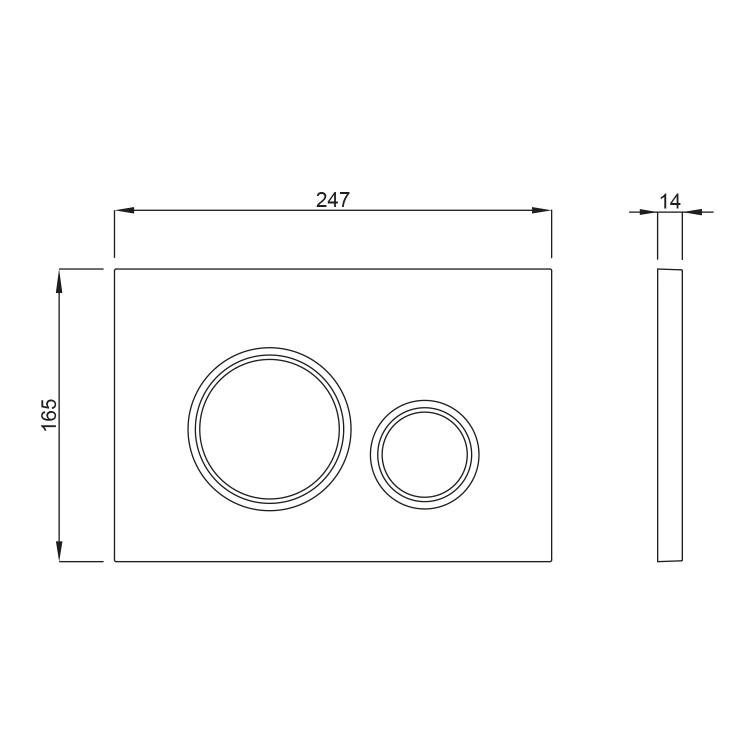 Rysunek techniczny - AVVA WC wiszące Rimless ze stelażem podtynkowym i przyciskiem Schwab, biały #2