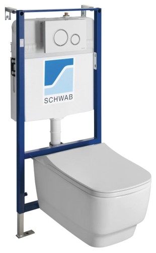 BELLO WC wiszące ze stelażem podtynkowym i przyciskiem Schwab, biały #2