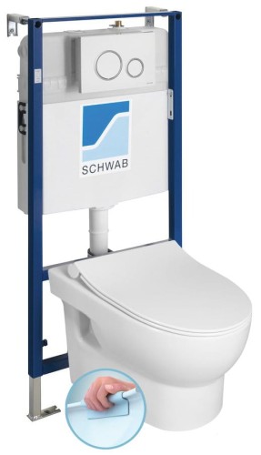 ABSOLUTE WC wiszące Rimless, ze stelażem podtynkowym i przyciskiem, biały