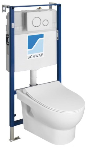 ABSOLUTE WC wiszące Rimless, ze stelażem podtynkowym i przyciskiem, biały #2