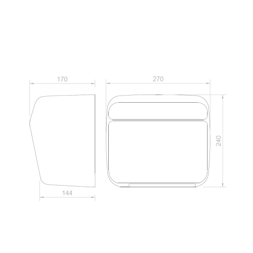 Rysunek techniczny - Elektryczna suszarka do rąk, bezdotykowa 220-240V, 1500W, 270x240x170 mm, biały
