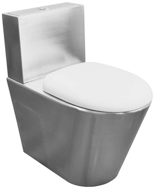 Kompakt WC ze zbiornikiem i mechanizmem spłukującym i deską WC, 370x680x620 mm, stal nierdzewna mat