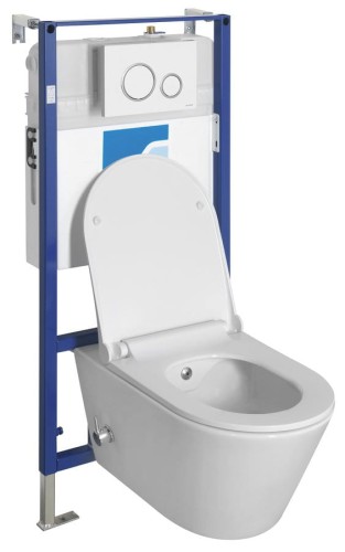 AVVA CLEANWASH WC wiszące Rimless prysznic bidetowy, zintegrowana bateria, stelaż podtynkowy z przyciskiem Schwab, biały #2