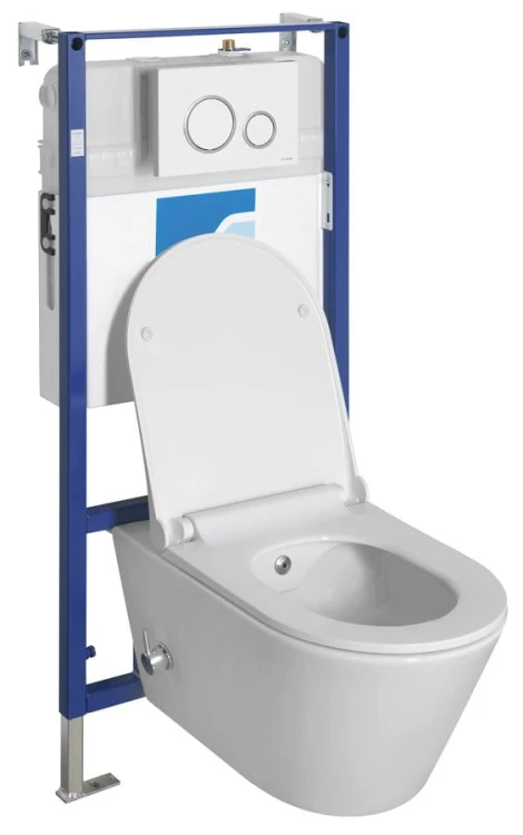 AVVA CLEANWASH WC wiszące Rimless prysznic bidetowy, zintegrowana bateria, stelaż podtynkowy z przyciskiem Schwab, biały #2