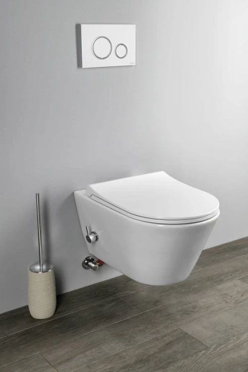 AVVA CLEANWASH WC wiszące Rimless prysznic bidetowy, zintegrowana bateria, stelaż podtynkowy z przyciskiem Schwab, biały #4