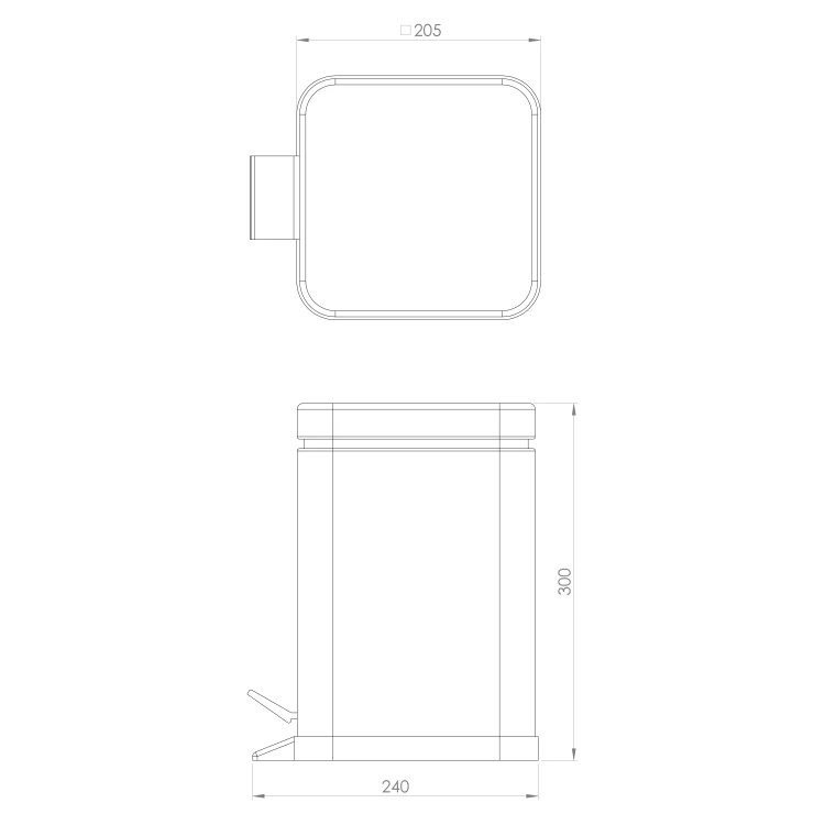 Rysunek techniczny - ARGENTA kosz na śmieci 5l, Soft Close , czarny mat