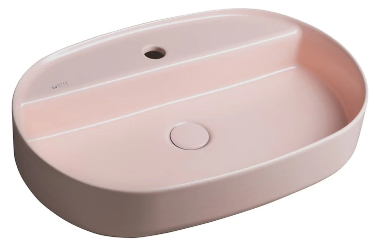 INFINITY OVAL umywalka ceramiczna nablatowa, 60x40cm, salmon