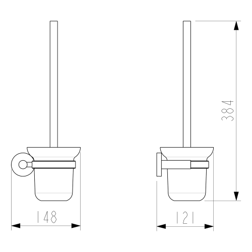 Rysunek techniczny - X-ROUND BLACK wisząca szczotka do WC, szkło mleczne, czarny mat