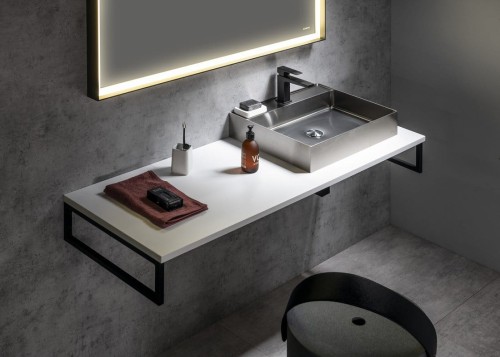 PLATO blat Rockstone 1100x24x500mm, biały mat