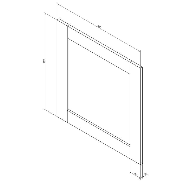 Rysunek techniczny - BRAND lustro w drewnianej ramie 80x80cm, świerk bejcowany