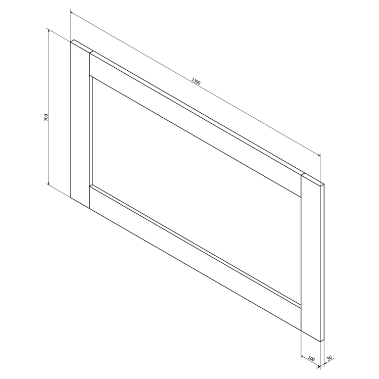 Rysunek techniczny - BRAND lustro w drewnianej ramie 130x70cm, świerk bejcowany