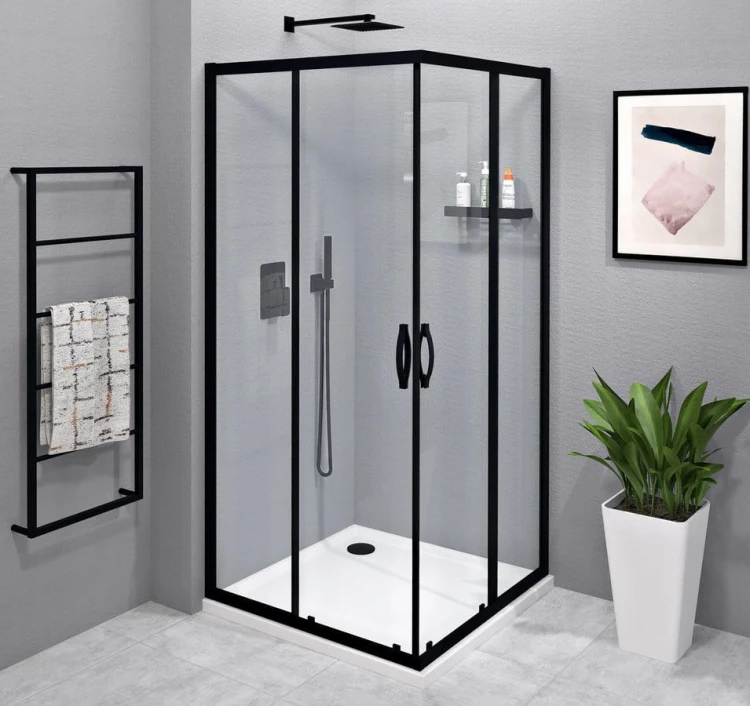 SIGMA SIMPLY BLACK kabina prysznicowa 1000x1000 mm, wejście z rogu, szkło czyste