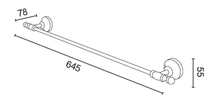 Rysunek techniczny - PERLA wieszak na ręczniki 645mm, złoto
