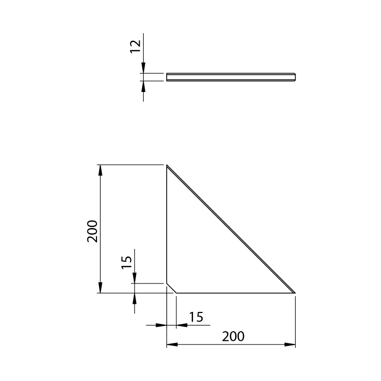 Rysunek techniczny - ABELINE półka narożna Rockstone 200x200mm, biały mat