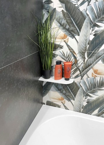 ABELINE półka narożna Rockstone 300x100mm, asymetryczna, biały mat #2