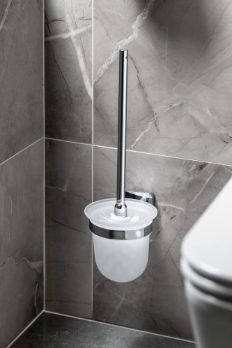 INSIA szczotka do WC wiszącia, szkło mleczne, chrom #2