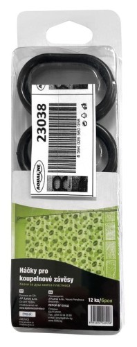 Krążki do zasłonki 12 szt, plastik, czarny #2
