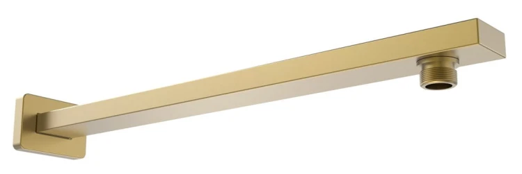 Ramię prysznicowe kwadratowe niskie, 380mm, złoto mat