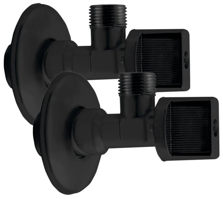 Kątowy zawór kulowy 1/2"x3/8”, para, czarny mat