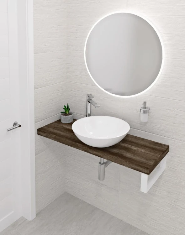 AVICE blat pod umywalkę 90x36cm, grubość 5cm, ciemny dąb