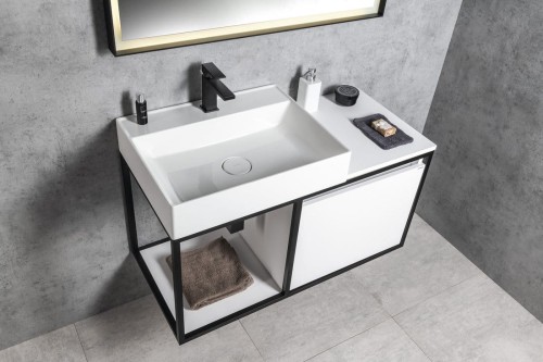 SKARA szafka pod umywalkę 100x49,5x46,5cm, czarny mat/biały mat #2