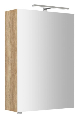 RIWA szafka z lustrem, oświetlenie LED, 50x70x17cm, dąb Alabama