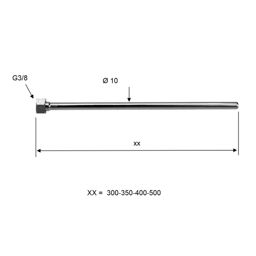 Rysunek techniczny - Rurka przyłączeniowa z gwintem F3/8", 40 cm, chrom
