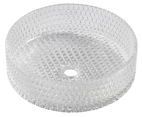 MARAGUA grawerowana szklana umywalka nablatowa średnica 39,5cm, czysty