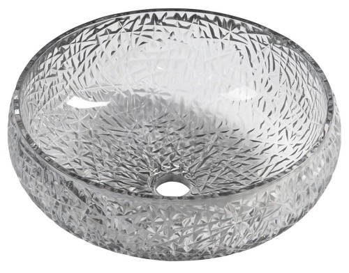 GAVIOTA grawerowana szklana umywalka nablatowa średnica 42cm, czarny