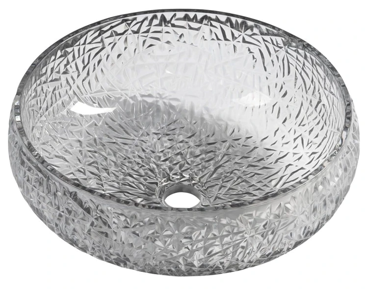 GAVIOTA grawerowana szklana umywalka nablatowa średnica 42cm, czarny