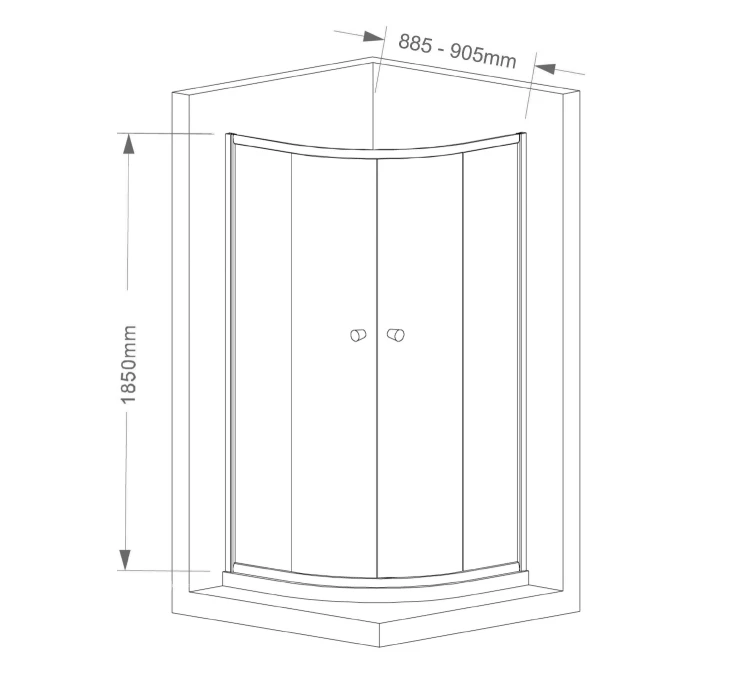 Rysunek techniczny - ARLETA kabina prysznicowa półokrągła 900x900mm, szkło czyste #2