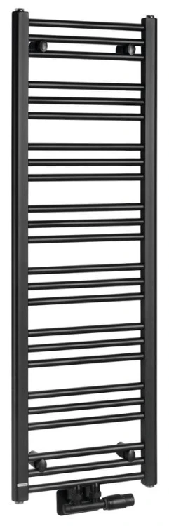 ALBRECHT grzejnik 400x1250 mm, podłączenie środkowe, czarny mat
