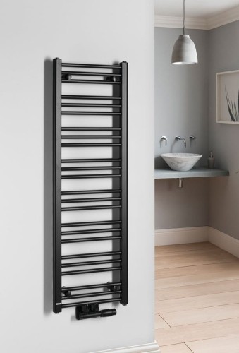 ALBRECHT grzejnik 400x1250 mm, podłączenie środkowe, czarny mat #2