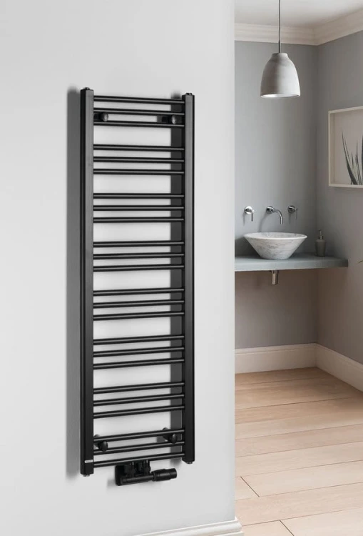 ALBRECHT grzejnik 400x1250 mm, podłączenie środkowe, czarny mat #2