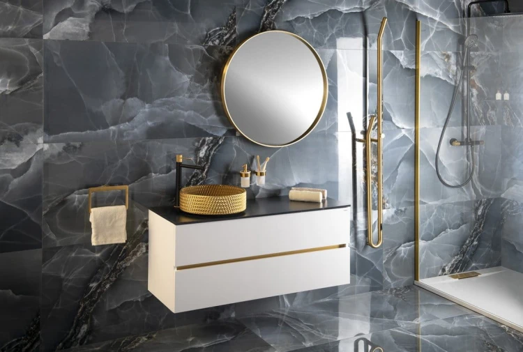 NOTION lustro w ramie, ø 70cm, złoty mat #3