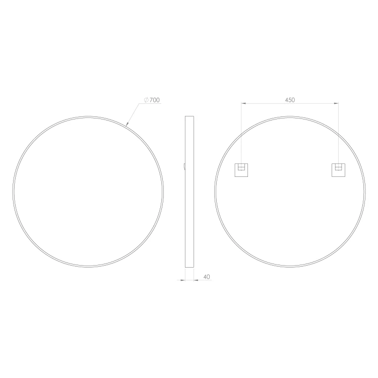 Rysunek techniczny - NOTION lustro w ramie, ø 70cm, złoty mat