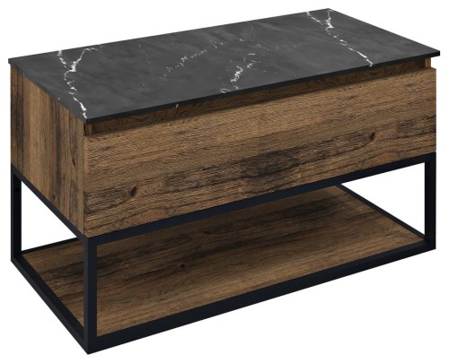 SKARA szafka pod umywalkę 90x50x45cm, czarny mat/dąb collingwood