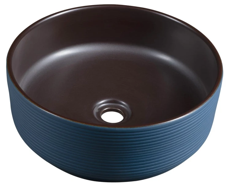 PRIORI umywalka ceramiczna nablatowa Ø 41 cm, brązowy/niebieski