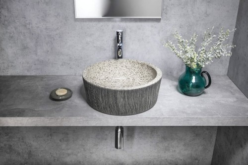PRIORI umywalka ceramiczna nablatowa, średnica 41cm, granit #2