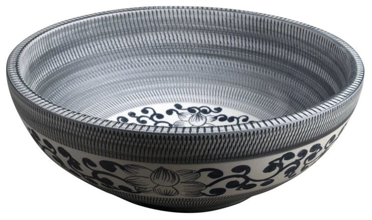 PRIORI umywalka ceramiczna nablatowa Ø 41 cm, niebieski ze wzorem #4