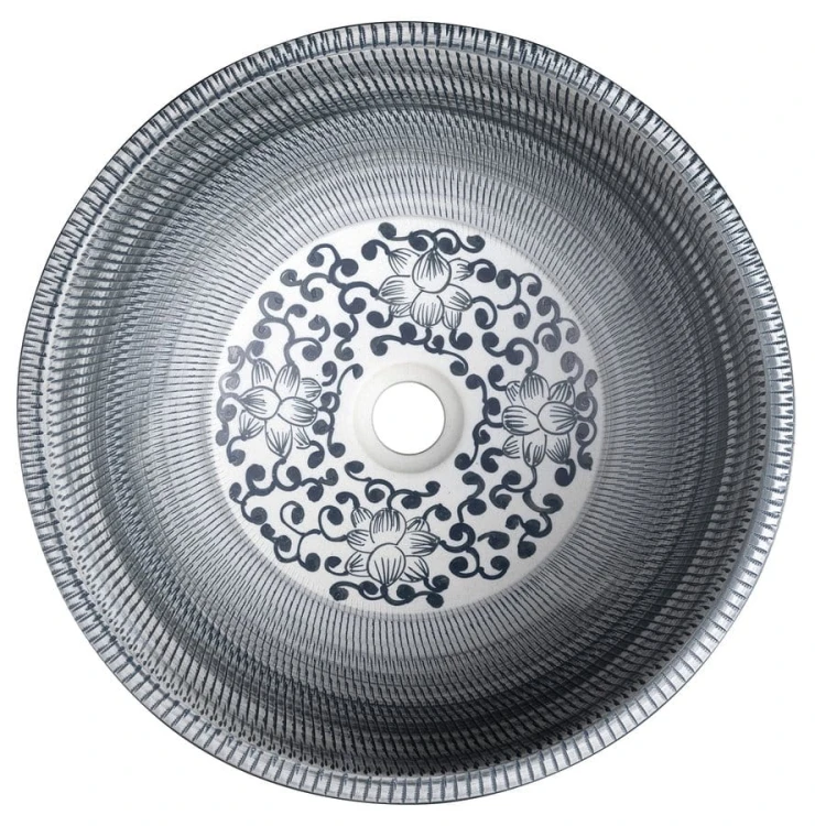 PRIORI umywalka ceramiczna nablatowa Ø 41 cm, niebieski ze wzorem #5